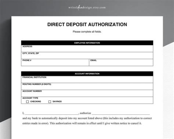 How do I make a direct deposit form?