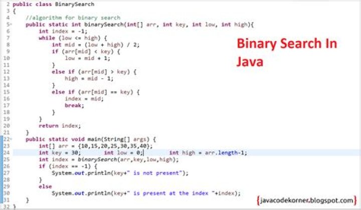 How do you write a binary search program in Java?