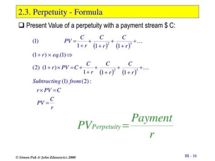What is the perpetuity formula?